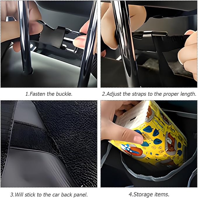 BELOMI Car Trunk Organizer, Auto Waterproof Sturdy Backseat Hanging Large Storage Collapsible Cargo Bag with Anti-Slip Adjustable Strip&4 Pockets, Vehicle Interior Accessories for Man Woman (Blue)