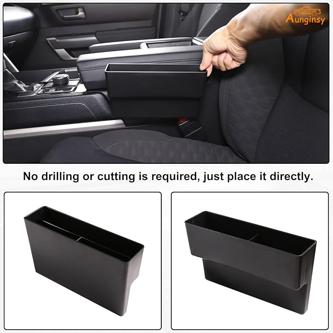 Aunginsy Car Seat Gap Filler Organizer Compatible with Toyota Tundra 2022-2025 2026, Car Front Seat Organizer Truck Side Seat Crevice Gap Filler Storage Box Between Seat & Console Insert Accessories
