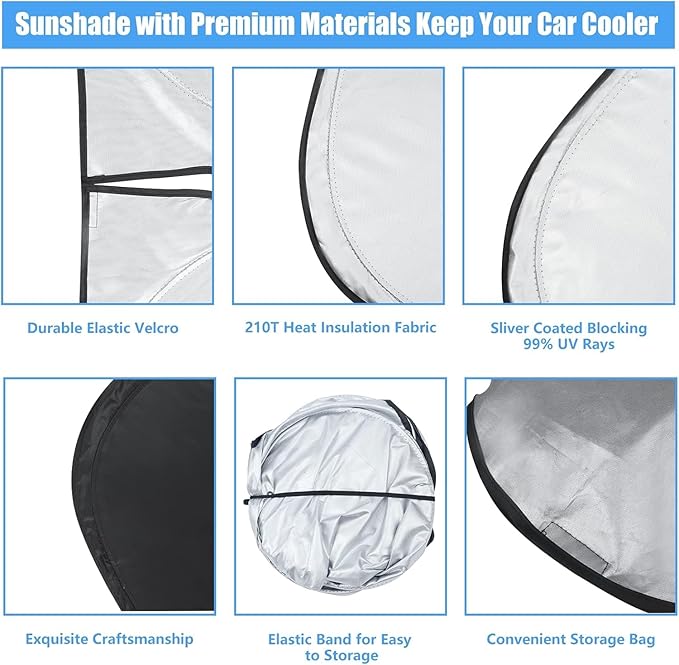 Windshield Sun Shade for 2026-2019 GMC Sierra 1500 2500 3500 SLT, AT4, Denali, Custom Fit Sunshade Truck Accessories, Foldable Pickup Front Window Sun Shade Shield Visor Protector