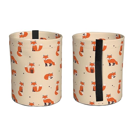 Vintage Cute Little Red Fox Car Trash Can Leak Proof Hanging Waterproof Garbage Can Multipurpose Trash Bin for Car SUV Front Seat Headrest Collapsible and Portable Storage Pocket