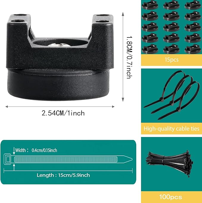 zbab1 Magnetic Zip Tie Mount Base, 35LBS Strong Magnetic Wire Holder & Cable Clips,Magnetic cable management for cars, offices, homes, and boats Diameter 25mm, 15 Pcs