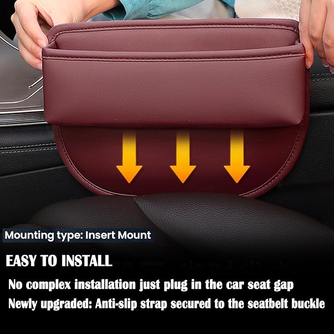 Universal Fit Car Gap Filler 2 pack, Premium Leather Seat Gap Filler Organizer, Car SUV Truck Essentials (Burgundy 2 PC)