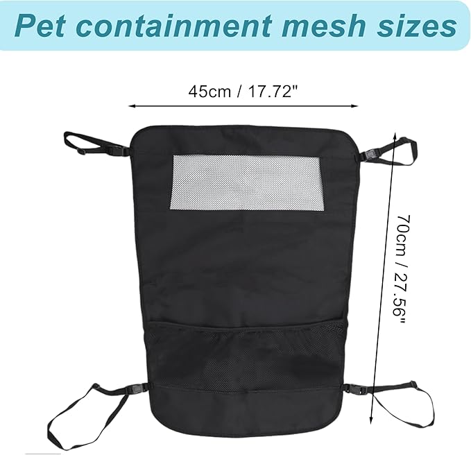 Dog Car Net Barrier, Mesh Design for Air Flow, Sturdy Material Dog Car Net Barrier, for Trucks SUV Vehicle, Black