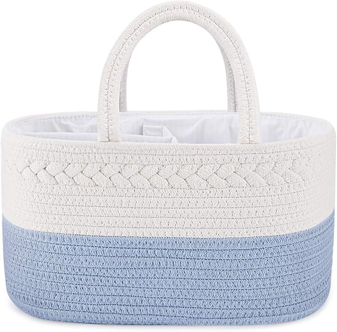 ABenkle Diaper Caddy Organizer - Cotton Rope Nursery Storage Basket for Baby Essentials, Boys & Girls Shower Gift, Changing Table Organizer