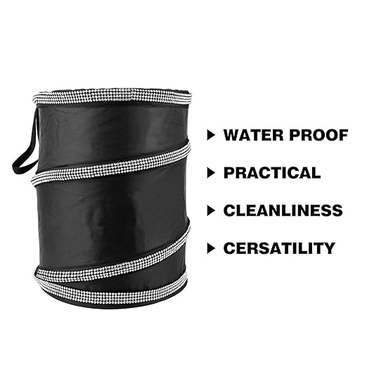 eing Car Trash Can, Portable Garbage Bin with Bling Diamonds, Collapsible Pop-up Water Proof Bag, Waste Basket Bin, Rubbish Bin (1 Pack, White)