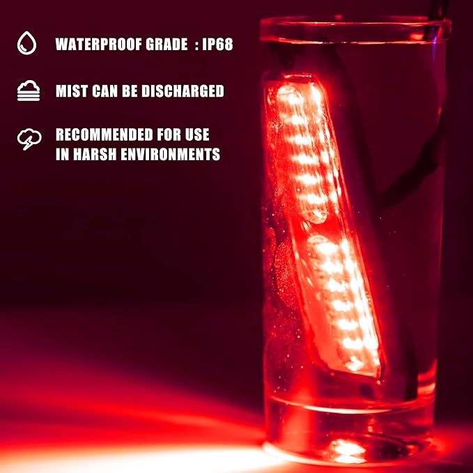 WINECO Ultra-Thin waterproof sync alternating Linear Lens 8pcs 12 led grill strobe lights Red Surface Mount Deck Dash Grill Grille Strobe Lights Warning Police Light for Emergency Vehicles
