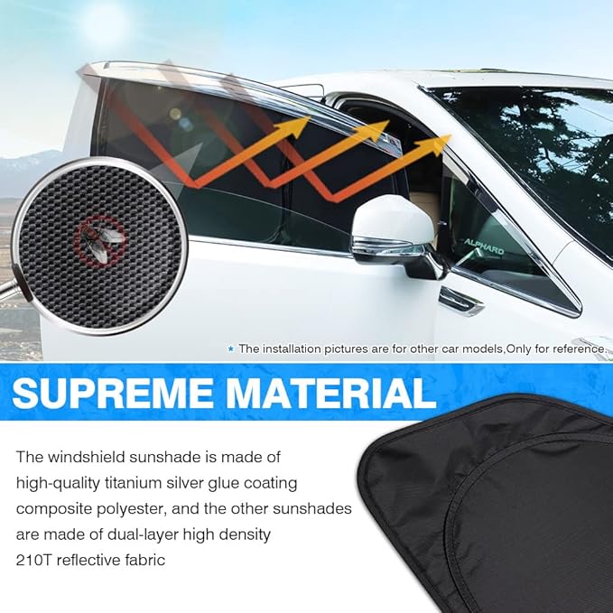 T TGBROS Windshield Sun Shade for Nissan Rogue 2014-2020 Car Window Shades Thicken UV Block and Blackout Privacy Foldable Sunshades 8PCS Accessories Keep Cool Sun Visor Covers