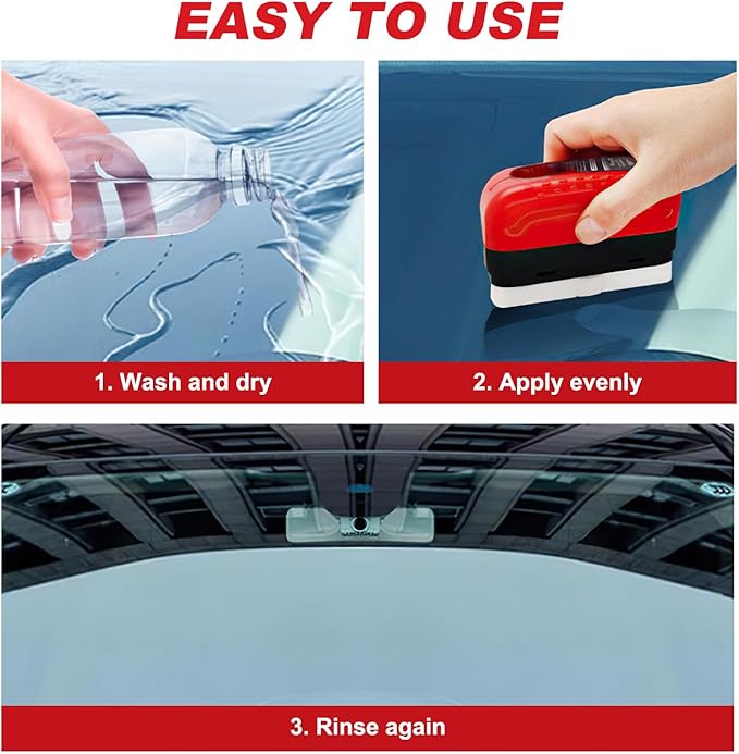 Automotive Oil Film Cleaning Brush New Glass Coating for Windshield Glass Oil Film Remover,Clear Vision Glass Cleaner with Refill for Windshield Improves Clarity and Visibility(1PCS)