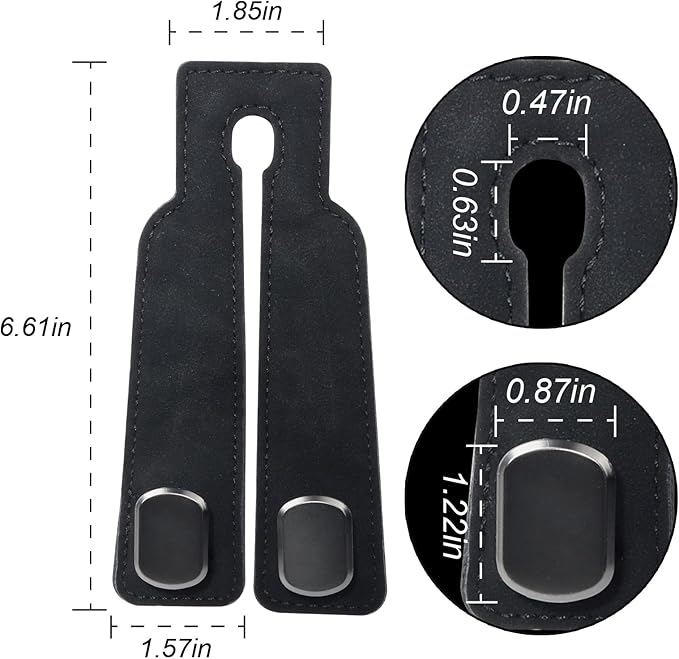 Car Seat Hooks for Headrest, Purse Hook & Back Storage Hook, Zinc Alloy & Suede Material Heavy Duty Car Hooks for Purses and Bags,Universal Fit for Most Vehicles (Black-2 Pack)