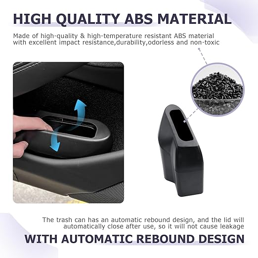 LUWU Car Trash Can Compatible with 2018-2022 2023 2024 2025 Tesla Model3 & ModelY Interior Accessories Car Trash with Lid Portable Mini Trash Dustbin Garbage Trash Bin Car Waste Bin Leak-Proof (Left)