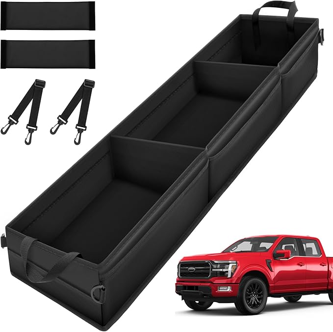 Under Seat Storage - Truck Underseat Tool Box Organizer with 3 Removable Dividers for 2015-2025 2026 Ford F150 SuperCrew Cab & Crew Cab 2017-2024 F250 F350 F450 F550 Super Duty Under bench Storage