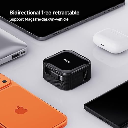 pzoz Retractable USB C Charging Cable, Two-Way Freely Retractable Charger/Data Type C for Desktop Car Cable Management Organizers Suitable iPhone/Samsung/MacBook/iPad