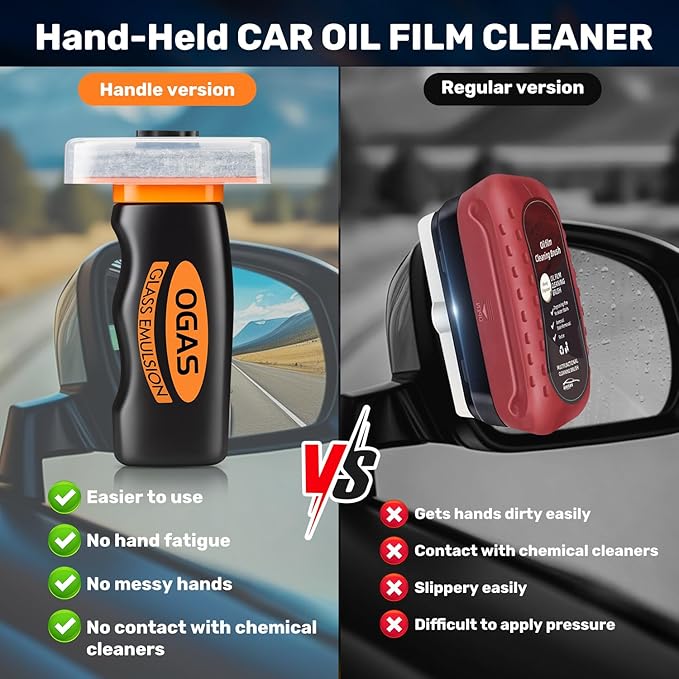 Glass Emulsion Cleaner,Car Oil Film Cleaner,Handle Oil Film Remover&Windshield Cleaner For Cars Window, Glass Emulsion, Crystal Clear View