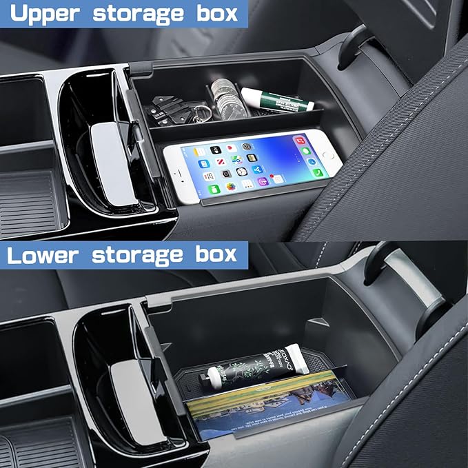 EDBETOS Double-Layer Center Console Organizer for 2025 2026 Hyundai Tucson Including (Gas:Limited), (Hybrid: Blue/SEL Convenience/N Line) and (Plug-in Hybrid: Limited/SEL), Fits Electronic Shift Only