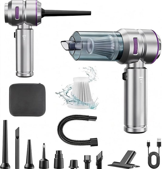Car Handheld Vacuum Cordless Car Vacuum Cleaner with 16000Pa Ultra-Strong Suction, Brushless Motor, Flexible Hose & HEPA Filter - Lightweight Design Vacuum Cleaners for Home & Car (Silver)