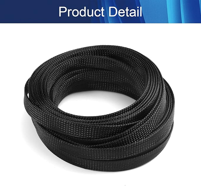 Aicosineg Cable Sleeve Braided Sleeving PET Wire Loom Tubing Cable 32.81ft-4/9inch Wrap Protector for HiFi Audio and Video Headphone Cable Protect Wires from Chewing of Pets Black