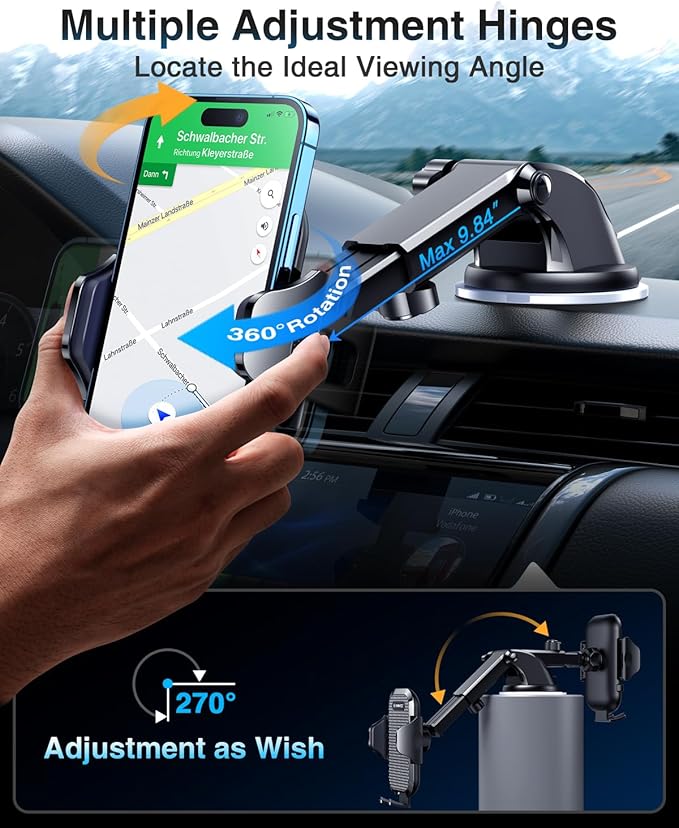 VANMASS 2026 【True Military-Grade】 Phone Holders for Your Car 【90 LBS Strongest Suction & Clip】 Ultimate Cell Phone Mount Dashboard Window Vent for iPhone 16 Pro Max 15 14 13 Samsung Android