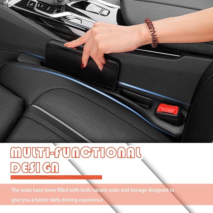 2PCS Car Seat Gap Filler Organizer with Storage Slots,Upgraded Car Gap Filler for Storing Phones,Keys,Items,Plug & Play No Drop Seat Guard for Cars Avoid Items Falling