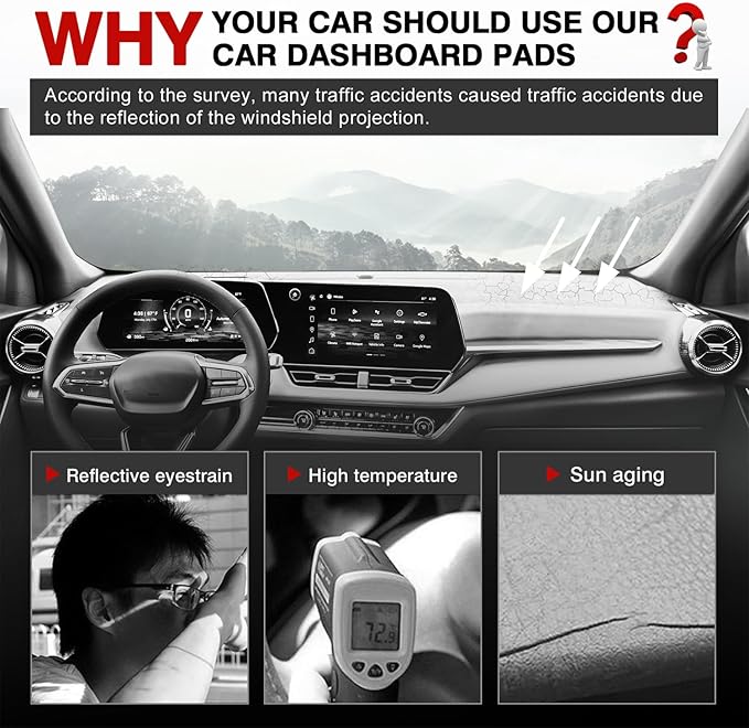 Autorder Dashboard Cover Mat for 2025 2026 Chevrolet Equinox Accessories Dash Cover Upgrade Velvet Dash Mat UV Rays Protector(Not for Chevrolet Equinox EV)
