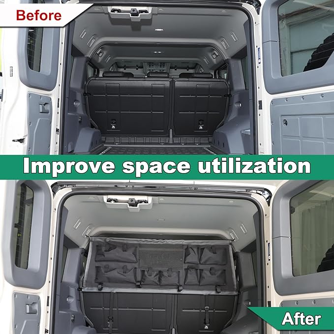 Universal Fit Pet Barrier Car Divider for Ineos Grenadier 2020-2025+ | Heavy-Duty Mesh Backseat & Trunk Dog Fence | Adjustable Vehicle Cargo Net for Travel Safety (Black(with Storage Bags))