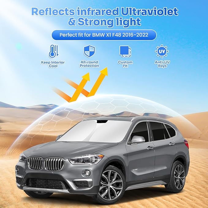 Canvcle Window Shades for 2016-2022 BMW X1 F48 Accessories Windshield Sun Shade Side Rear Window Cover Sunshade Sun Visor Shield Privacy Protection for Camping Keep Vehicle Cool Black 10PCS
