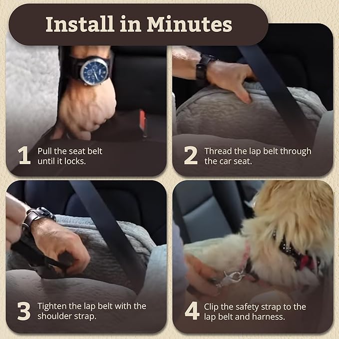 Snoozer Dog Car Seat: Lookout I Dog Booster Car Seat for Pets up to 25lbs, Helps Alleviate Travel Sickness & Fear for Dogs, Removable Washable Cover – Denim Diamond, Size Medium