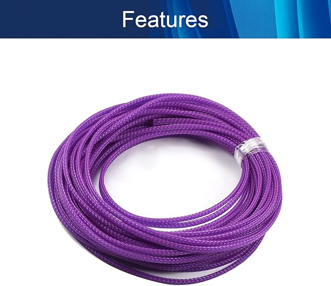 Aicosineg 32.8ft PET Flexible Braided Cable Sleeve 0.12inch Width Wire Loom Sleeving and Organizer Flexible Wire Mesh Sleeve Wrap Protector for TV Audio PC Cords from Pets Chewing Purple