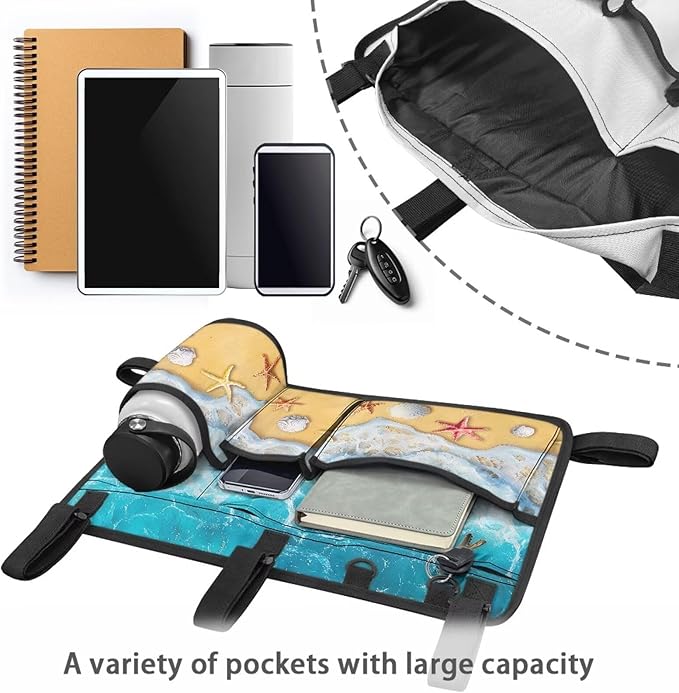 Golf Cart Storage Bag Non-Slip Golf Cart Rear Seat Organizer with 4 Pocket for Ezgo Yamaha Club Car and Other 2-Seat Golfs Carts