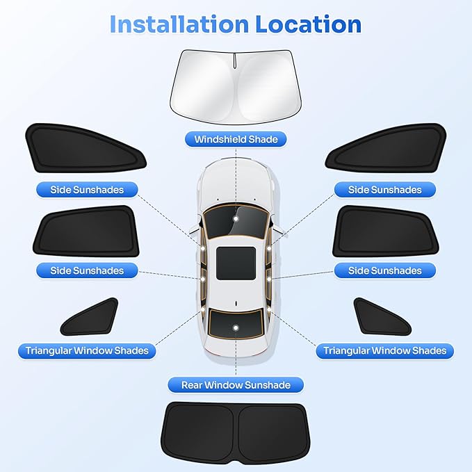 Canvcle Sunshades for 2021-2025 2026 Volkswagen/VW ID.4 Accessories Windshield Sun Shade Side Rear Window Shade Cover Sun Visor Shield Privacy Protection for Camping Keep Vehicle Cool Black 8PCS