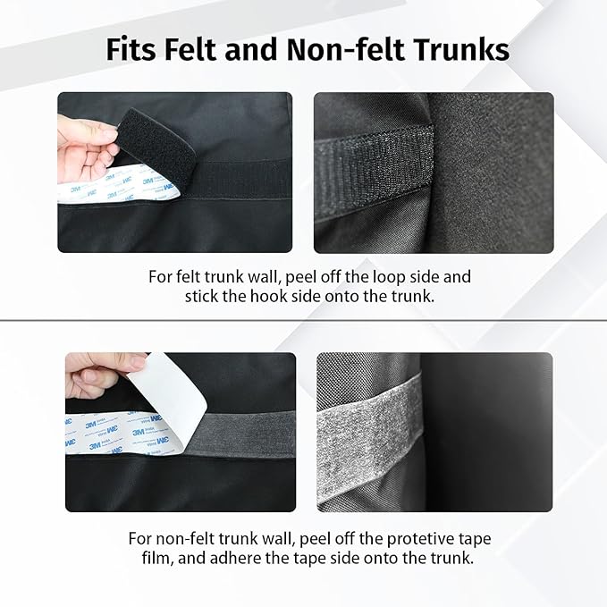 Deluxe Trunk Organizer for Car Small SUV, Backseat Hanging Trunk Organizer, Waterproof Collapsible Car Storage Bag with 6 Pockets, Reinforced No-Sag Design (Black)