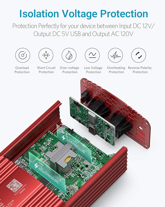 BESTEK 500W Pure Sine Wave Power Inverter DC 12V to AC(2 Outlets) 110V Car Charger Plug Inverter Adapter Converter with 4.2A Dual USB Charging Ports, ETL Listed