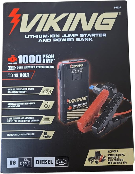 1000 Peak amp Lithium-ion Jump Starter and Power Bank Compatible with Viking