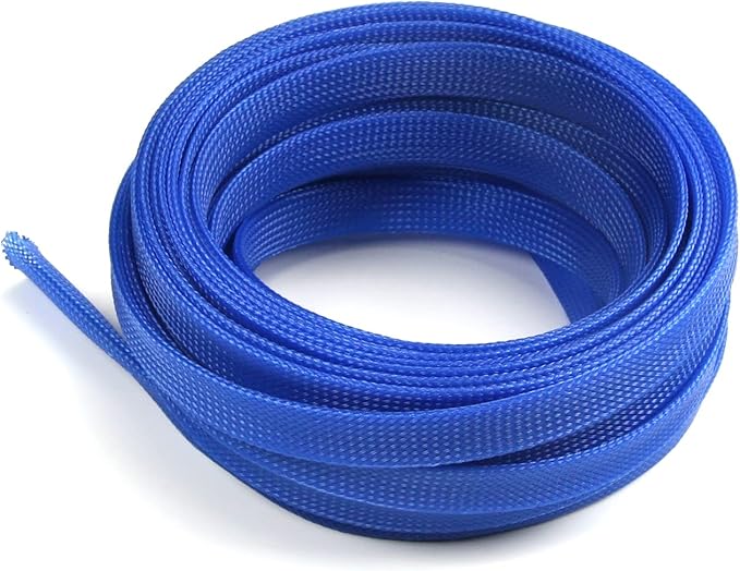 Aicosineg Cable Sleeve Braided Sleeving PET Wire Loom Tubing Cable 32.81ft-5/9inches Wrap Protector for USB Video Power Cord Audio Cable Protect Wires from Chewing of Pets Blue