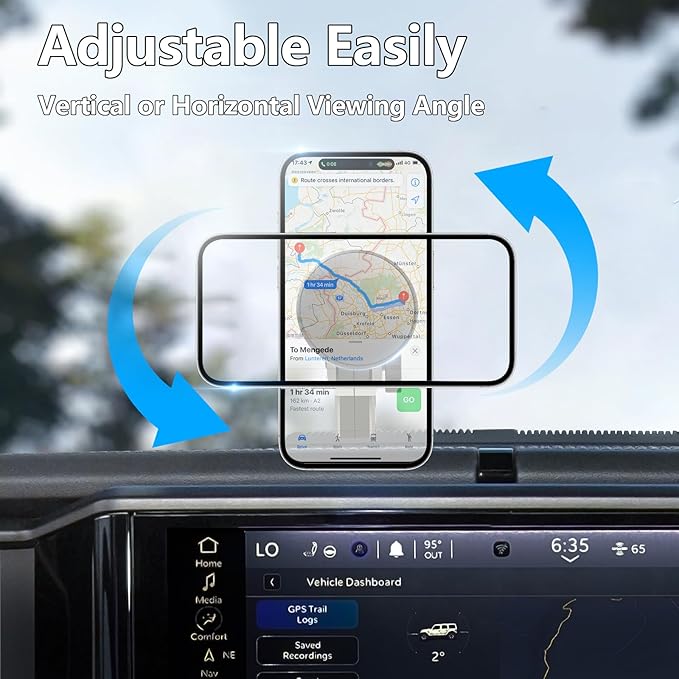 for Jeep 2024 2025 Wrangler JL JLU JT 4XE Phone Mount - Dashboard Phone Holder for Jeep Wrangler Gladiator 2/4 Door Accessories, with The Strongest Magnet (NOT for 1945-2023 JL JT)