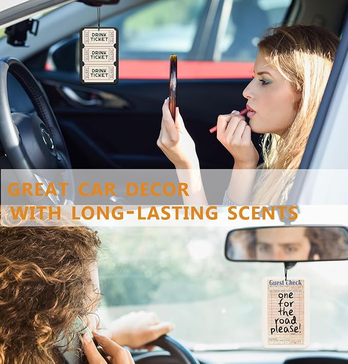 Vintage Preppy Cute Car Air Freshener Hanging 3Pcs Drink Funky Car Interior Accessories Mirror Decor, One for the Road Pleases Freshee for Closet Drawer Cute Girly Cars Accessories for Women(Lavender)