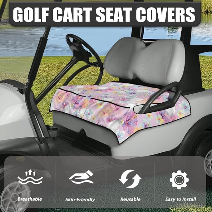 Universal Golf Cart Seat Cover with 4 Pockets Soft Golf Cart Seat Towel Blanket Fits 2-Seat Golf Carts