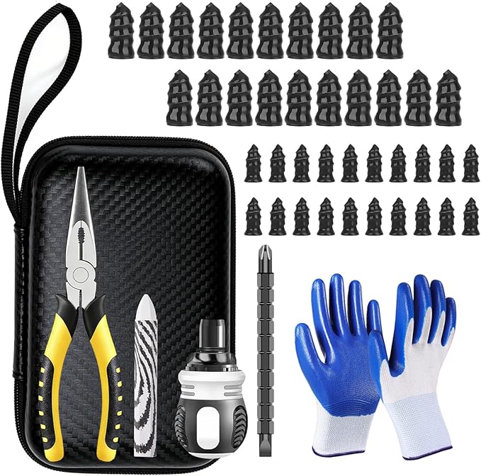 Tire Screw Plug Repair kit - No Need to Remove The tire, tire sidewall Repair kit, Patch Plug Tool and Portable Storage Bag - Quick Flat tire Repair for Cars, Trucks, Motorcycles and SUV