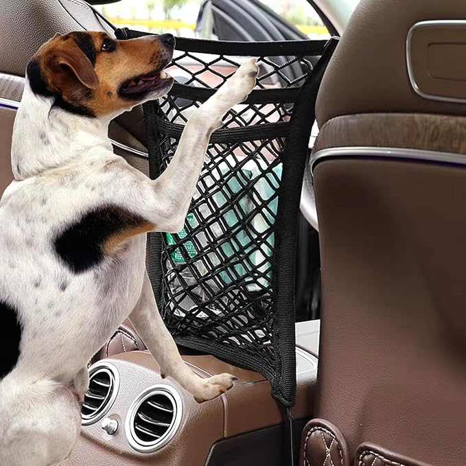 JITUIHOM Dog Car Net Barrier for Chevy Silverado Sierra 1999-2006, Dog Car Net Barrier Pet Barrier with Flexible Bungee Cords Easy to Clean Easy Install for Dog & Child