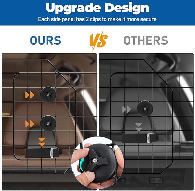 OUSHENG Car Dog Barrier for SUV, Adjustable Pet Divider Gate for Trunk Cargo Area, Universal-Fit Back Seat Heavy-Duty Wire Mesh Dogs Separator Guard Net, Vehicles Safety Travel Accessories