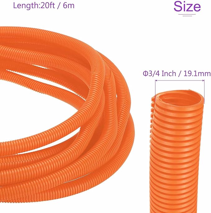 DMiotech 20ft Wire Loom Split Tubing 3/4 Inch(19.1mm) ID, Cord Protectors from Pet Flexible Conduit Cable Management for Office Home Garden, Orange