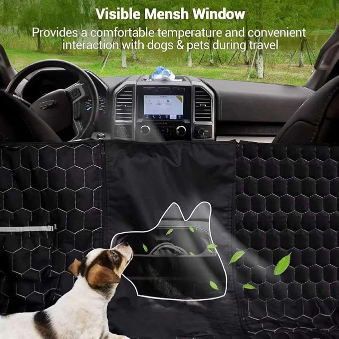 Meginc Dog Car Seat Cover for Trucks, Car Seat Cover for Back Seat Protector F150 Ram 1500, Waterproof Dog Hammock for Truck with Mesh Window Heavy Duty Seat Cover for F-Series/GMC Sierra/Silverado