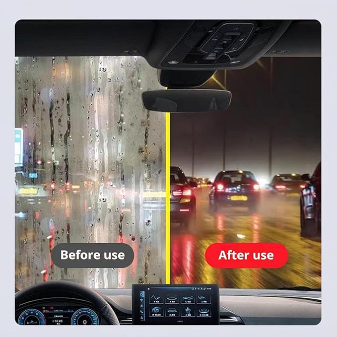 2PCS Glass Cleaner Kit, Windshield Oil Film Remover with Hydrophobic Coating & Cleaning Brush, Streak-Free Auto/Home Glass Cleaner for Car Windshields Windows Mirrors Shower Doors