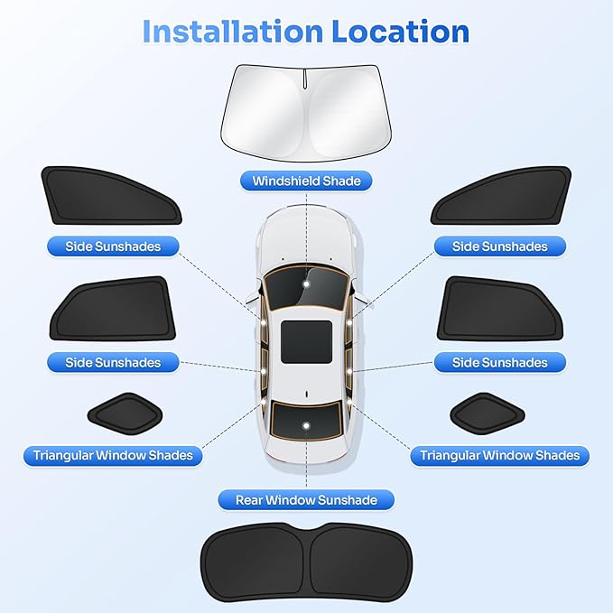 Canvcle Sunshades for 2024-2025 2026 Honda Prologue Accessories Windshield Sun Shade Side Rear Window Shade Cover Sun Visor Shield Privacy Protection for Camping Keep Vehicle Cool Black 8PCS