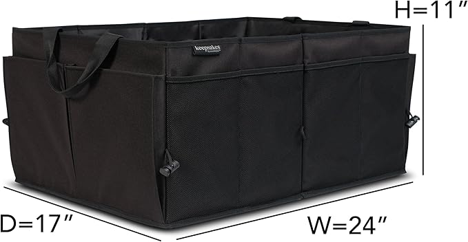 Covermates Keepsakes Heavy-Duty Trunk Organizer for Car, SUV, and Truck – Foldable Cargo Storage Bin with Adjustable Compartments and Multiple Pockets – Durable Automotive Organization, Black