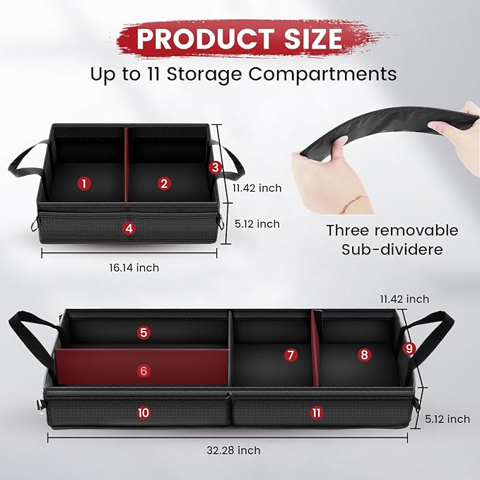 Truck Under Bench Seat Storage with Removable Divider for Ford F150, Chevy Silverado Under the Seat Organizer and Underseat Storage Accessories,2pc
