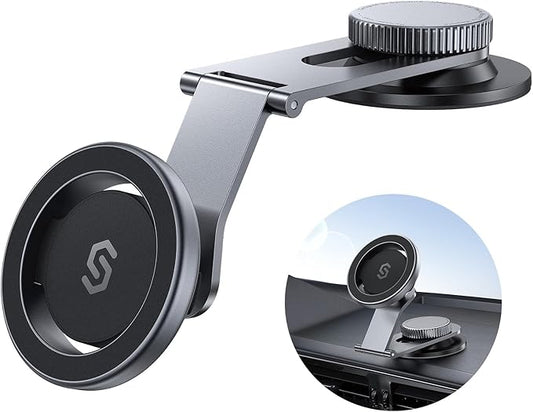 SYNCWIRE Fits MagSafe Car Mount for Universal Dashboard,Tesla Screen, Magnetic Phone Holder for Car, Foldable Aluminum Alloy Arm,Super Stable Car Mount for iPhone 17 Pro Max 16 15 14 13 12&All Phones