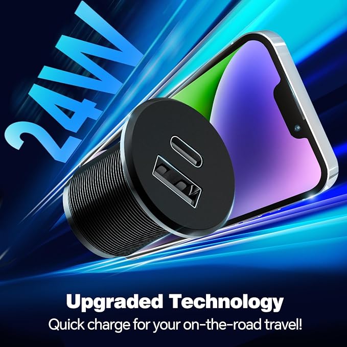 Acegoo RV USB Outlet All-Aluminum Type A + Type C Ports 12V/24V USB Charger, Recessed Mount 24W High-Speed Charging Socket, PD3.0 & QC3.0 Fast Charger for Camper Trailer Van Car Boat Golf Cart (2Pcs)