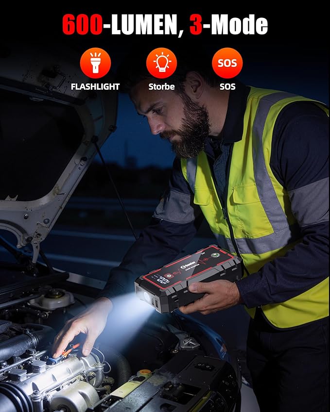 Jump Starter, 5000A Car Battery Jumper Starter Portable, Jump Box Battery Booster with 3 Modes Flashlight, Jumper Cables with Gloves