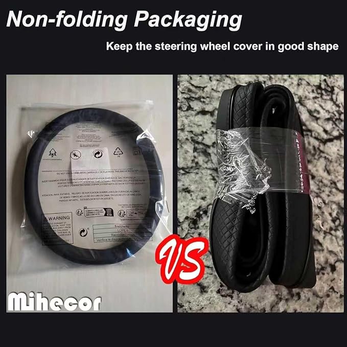 Steering Wheel Cover 15.5 inch, Non-Slip Car Wheel Protector for F-150 Tundra Range Rover, Breathable Microfiber Leather, Black