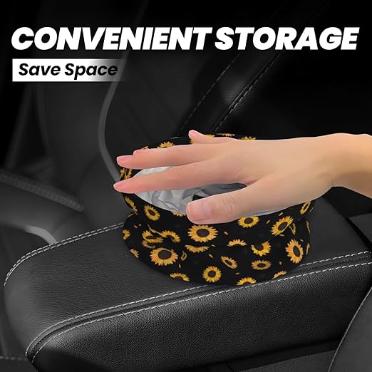 Car Trash Bag Cute Floral Hanging Back of Seat Car Portable Trash Bag Cute Floral Waterproof One-Handed Portable Strap Drawstring Garbage Bags 2 Pieces Car Coasters